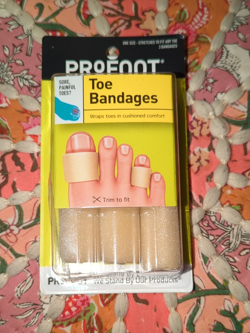 Beige Toe Bandages - Cushioned Toe Wraps (3-Pack)